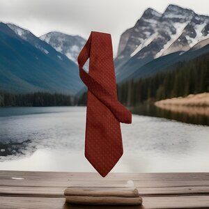 Altea MILANO 100 % Silk Necktie Hand Made In ITALY Red, Gold, Black Geometric